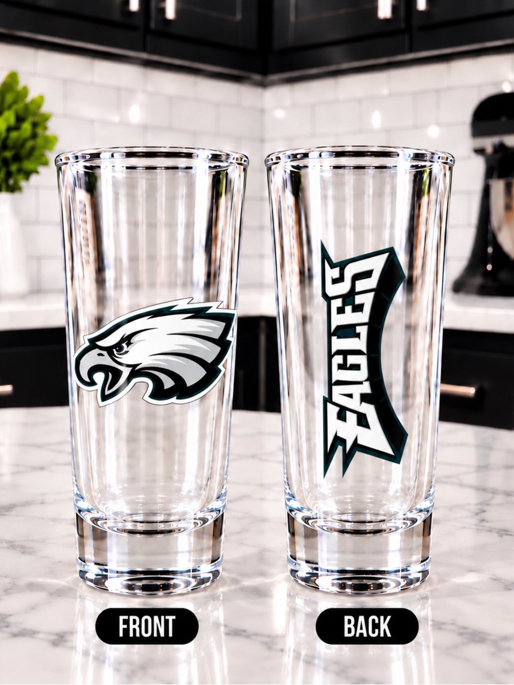 Clear Pint Glass - White & Green Logo